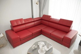 Ъглов диван Fred LTHR-Kokkino-Left