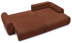 Разтегателен ъглов диван от рипсено кадифе в тухлен цвят (десен ъгъл) Lucien – Bobochic Paris