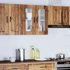 854155 vidaXL Кухненски стенен шкаф със стъклена врата Porto старо дърво
