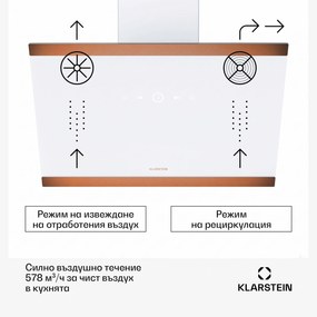 Klarstein FlashLine 60 абсорбатор, A++, 578 м³/ч, 3 степени, сензорен, тих, LED, извличане/рециркулация, 100 W
