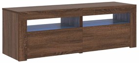 815686 vidaXL ТВ шкаф с LED осветление, кафяв дъб, 120x35x40 см