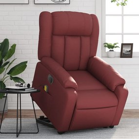 3205289 vidaXL Електрически изправящ масажен реклайнер, виненочервен, еко кожа