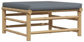 313155 vidaXL Градинска табуретка с тъмносива възглавница, бамбук