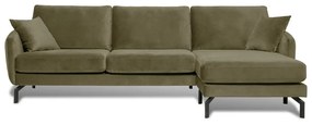 Ъглов диван от зелено кадифе (ляв ъгъл) Magic - Scandic