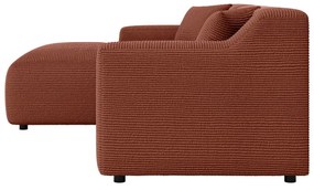 Ъглов диван от рипсено кадифе в тухлен цвят (ляв ъгъл) Martin – Ropez