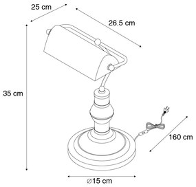 Класическа настолна/нотариална лампа месинг със зелено стъкло - Банкер