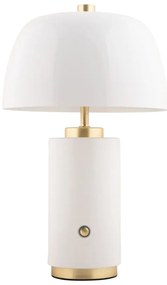 Бяла LED затъмняваща се настолна лампа с метален абажур (височина 30 cm) Freya – Leitmotiv