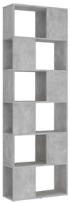 809102 vidaXL Библиотека, бетонно сива, 60x24x186 см, инженерно дърво