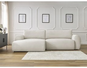 Кремав разтегателен ъглов диван от рипсено кадифе (ляв ъгъл) Lucien – Bobochic Paris