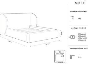 Бежово тапицирано двойно легло с място за съхранение с решетка 200x200 cm Miley - Micadoni Home
