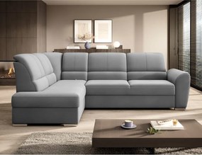 Сив кадифен разтегателен ъглов диван с място за съхранение (ляв ъгъл L форма) Siber – ELTAP