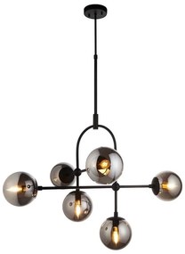 Endon 106661 - Полилей на тръба ONTARIO 6xE14/7W/230V черен/димно черен