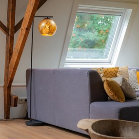 Дизайнерски подов аплик черен със златно стъкло - Bert