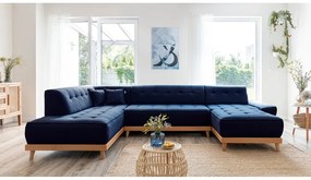 Морскосин U-образен разтегателен диван, ляв ъгъл Dazzling Daisy - Miuform