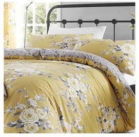 Жълто спално бельо с мотив на цветя , 200 x 200 cm Canterbury - Catherine Lansfield