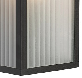 Външна стенна лампа черна с релефно стъкло IP44 - Charlois