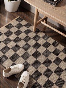Черна/кремава двустранна/ръчно изработена пътека със смес от юта 80x200 cm Rex – Hanse Home