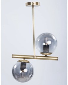 Сиво-златисто осветително тяло за таван със стъклен абажур ø 15 cm Libra – Squid Lighting