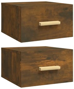 817574 vidaXL Нощни шкафчета за стенен монтаж, 2 бр, опушен дъб, 35x35x20 см