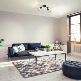 Черно осветително тяло за таван с метален и ратанов абажур 10x28 cm Straw – Fischer &amp; Honsel