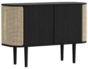 Нисък скрин с дъбов декор в черен и естествен цвят 109x75 cm Treasures - UMAGE