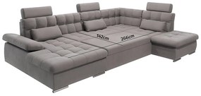Сив разтегателен ъглов диван с място за съхранение (десен ъгъл/U форма) Merkur – Ropez