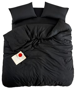 Черно единично удължено спално бельо с включен долен чаршаф 3 части 160x220 cm Classic – Mila Home