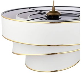 Бяло и златисто висящо осветително тяло с текстилен абажур ø 40 cm Couper – Opviq lights