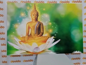 Картина на платно – Златен Буда върху лотосов цвят