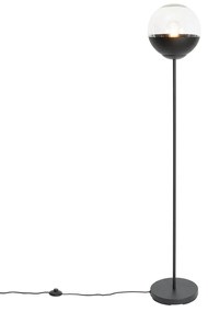 Ретро подова лампа черна с прозрачно стъкло - Eclipse