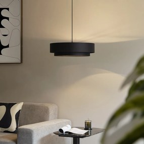 Модерен висящ лампион черен 50см 3-лампи - Drum Duo