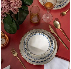 Комплект за хранене 18 части, бял/син, порцелан