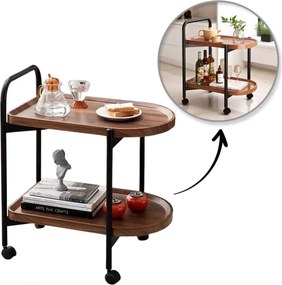 Мобилна масичка за кафе на колелца на две нива