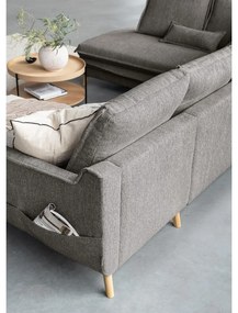 Сив разтегателен ъглов диван (ляв ъгъл/"U" форма) Charming Charlie – Miuform