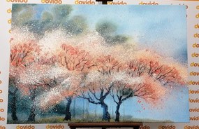 Картина на платно – Цъфтящи дървета в акварел
