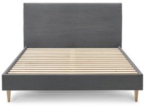 Антрацитно тапицирано двойно легло с решетка 160x200 cm Anja - Bobochic Paris