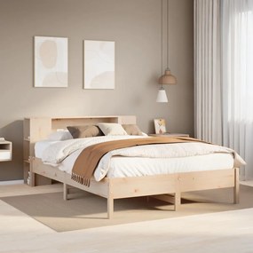 3322840 vidaXL Легло с етажерка за книги, без матрак, 135x190 см, бор масив