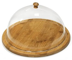 Бамбукова дъска с капак за сервиране на сирена кръгла ф29,5см (B3010M)