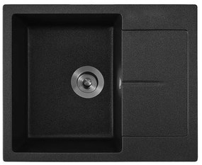 Кухненска мивка ICGS 8220 BLACK, гранит, с плот, със сифон, 62x50см