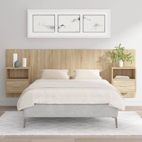 3115694 vidaXL Горна табла за легло с шкафчета, дъб сонома, инженерно дърво