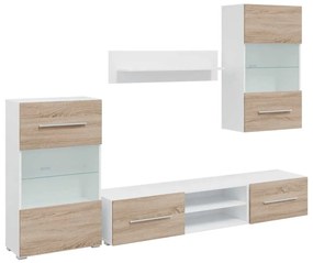 3324231 vidaXL 5 броя ТВ шкафове с LED Дъб Сонома Инженерна дървесина