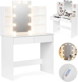 Козметична тоалетка с огледало и LED осветление, ModernHome, 3 нюанса светлина, 90x40x135см