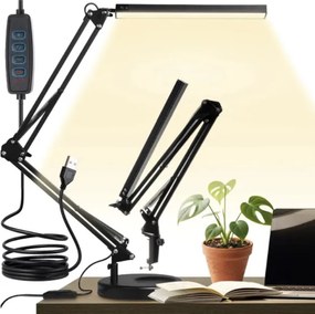 Регулируема USB LED настолна лампа Izoxis – 3 цвята и 10 нива на яркост – скоба или стойка – за учене, работа и четене