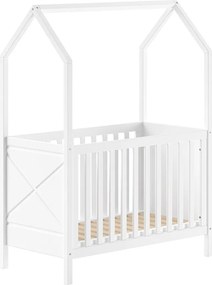 Бяло детско креватче 60x120 cm от масивен бор с регулируема височина Scott – Vipack