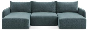 Тюркоазен разтегателен ъглов диван с място за съхранение Kalena – Makamii