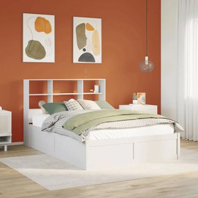 3323459 vidaXL Рамка за легло без матрак, бял, 120x200 см, бор масив