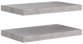 326595 vidaXL Окачени стенни рафтове, 2 бр, бетонно сиви, 50x23x3,8 см, МДФ