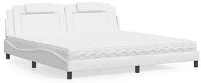 3208818 vidaXL Легло Viana без матрак, бяло, 200x200 см, изкуствена кожа