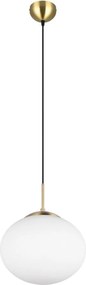 Бяло и златисто висящо осветително тяло със стъклен абажур ø 30 cm Fomento – Trio