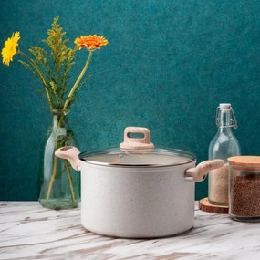 Тенджера Voltz Nice OV54418E20D, 20x10.5 см, 3.2 л, Незалепващо покритие, Индукция, Кремав меланж